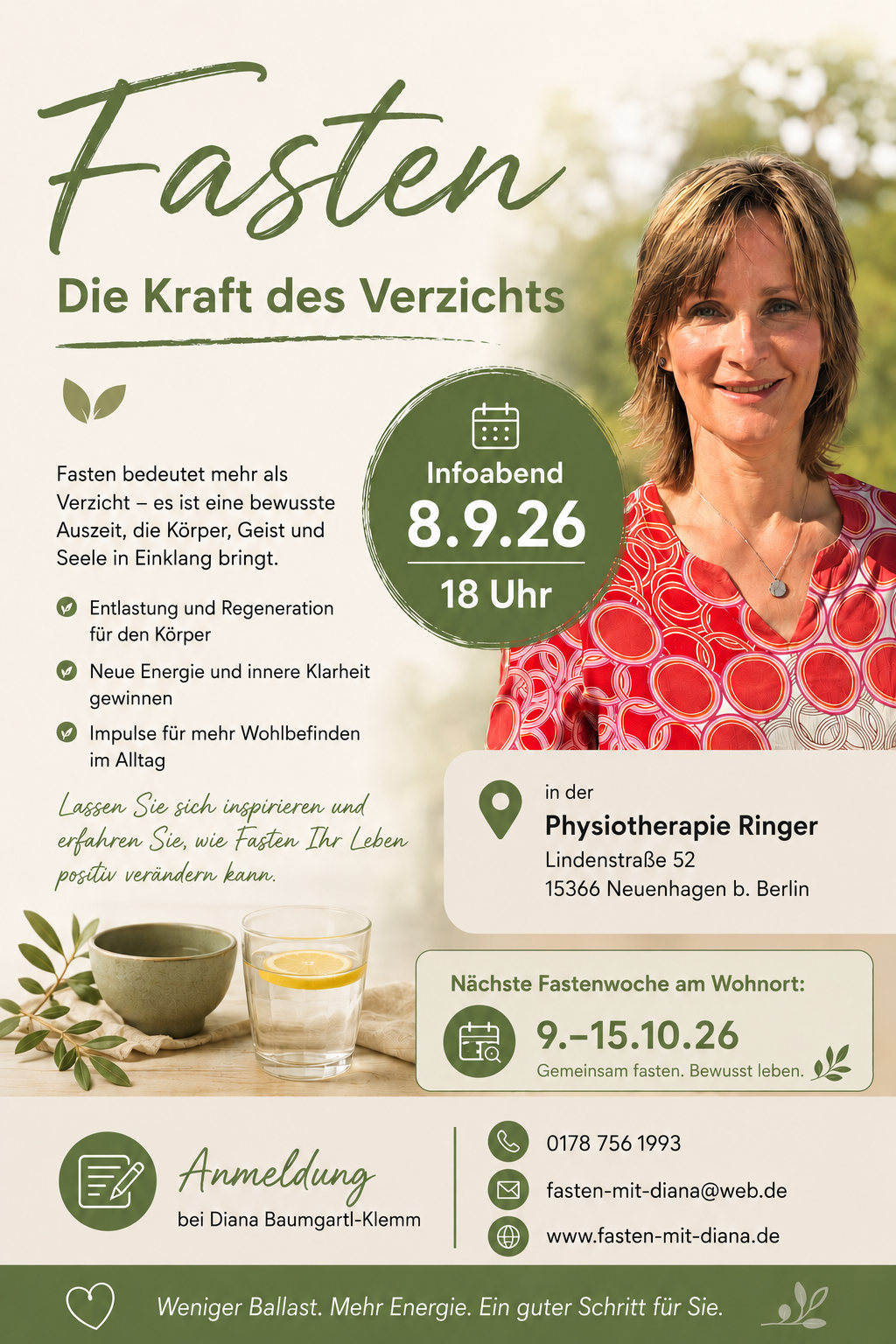 Flyer zum Infoabend, Fasten - Die Kraft des Verzichts -
