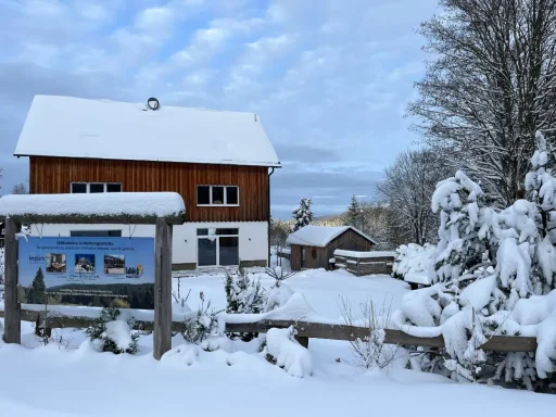 Haus im Winter mit Schnee